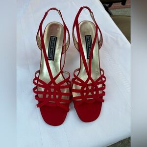 Red Strappy 3” Heels by Jennifer Moore